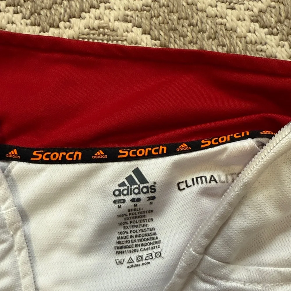 Adidas Red and White Track Jacket with Cal Logo